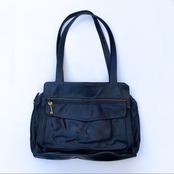 Fossil Black Leather Large Shoulder Bag - Picture 1 of 11